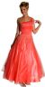 Single Shoulder & Silver Beaded Prom Dress in Watermelon color